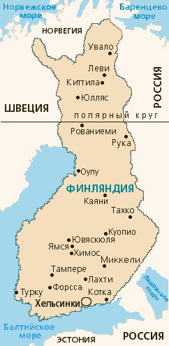 Карта страны финляндия