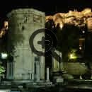 Башня Ветров ночью на фоне Акрополя - Афины: Башня Ветров