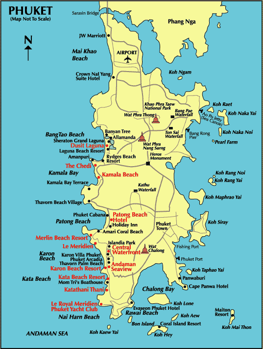 Карта пляжей Пхукета